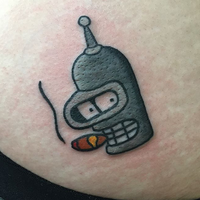 Gary Parisi Windy City Tattoo Futurama Bender feeding baby Bender  Original