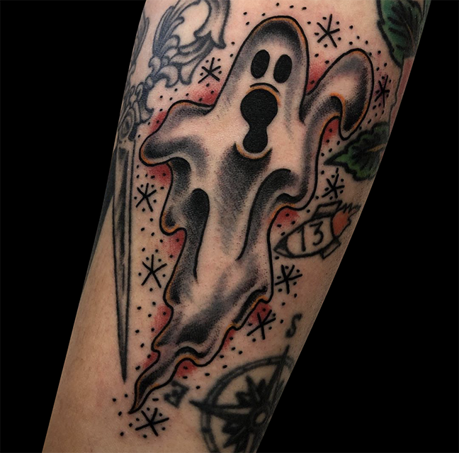 Ghost BOOty tattoo flash, single ghost